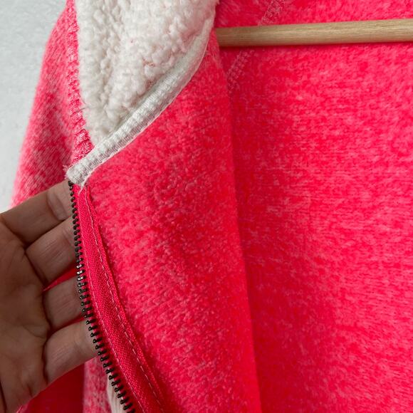 American Eagle Outfitters Small Fleece Lined Full Zip Sweater Hoodie Bright Pink - Picture 6 of 12